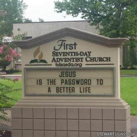 Church Sign For First Seventh Day Adventist Church Of Tulsa Ok