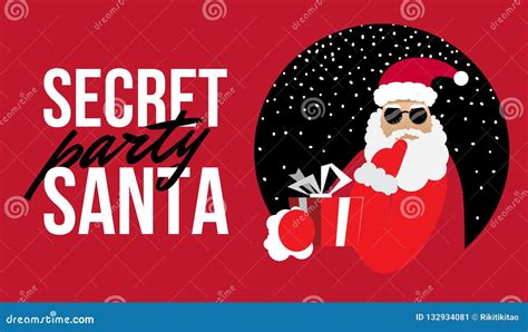 Cartoon Secret Santa Perty Christmas Flat Illustration Stock Vector