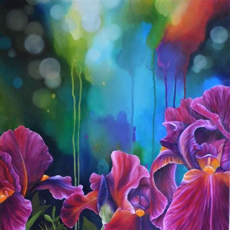 Fire Irises Original Oil On Canvas New Work Painting Floral