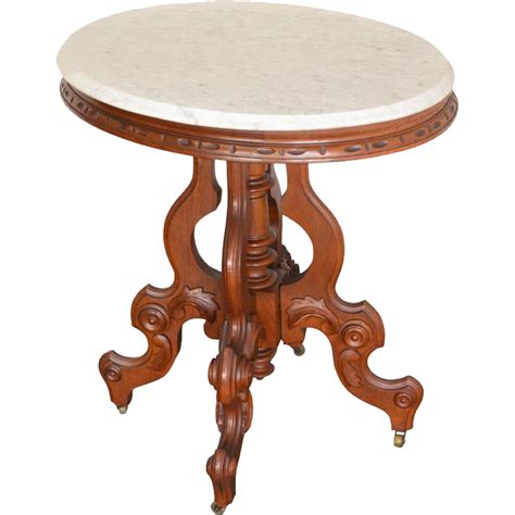 Antique Victorian Oval Carved Marble Top Table from ...