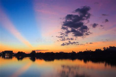 Colorful Sunset Over Water Surface Stock Photo Image Of Dusk Surface