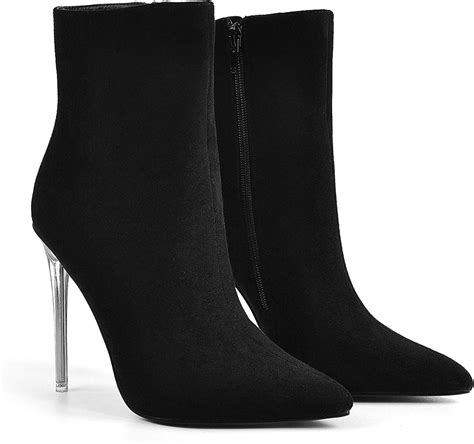 lishan women s clear heel pointed toe booties dress stiletto heel ankle boots faux
