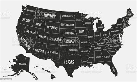 Usa Poster Map With State Names United States Of America Map With