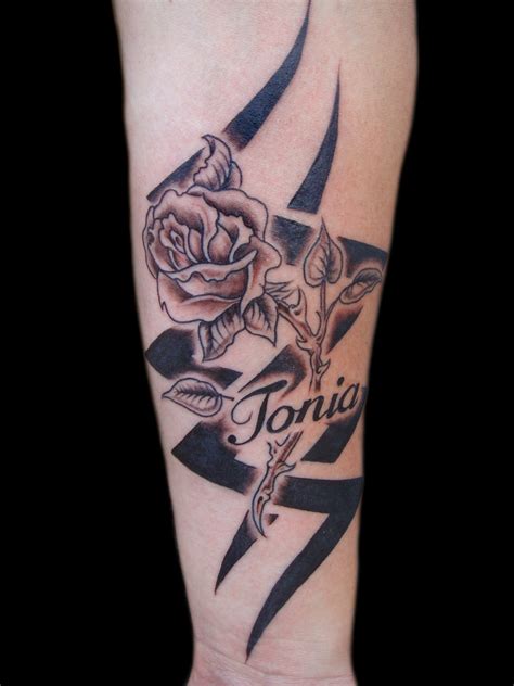 Rose Tribal And Name Miguel Angel Custom Tattoo Artist Flickr
