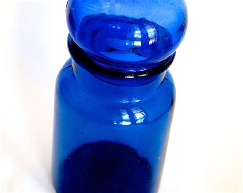 Vintage Cobalt Blue Glass Apothecary Jar With Dome Lid Etsy