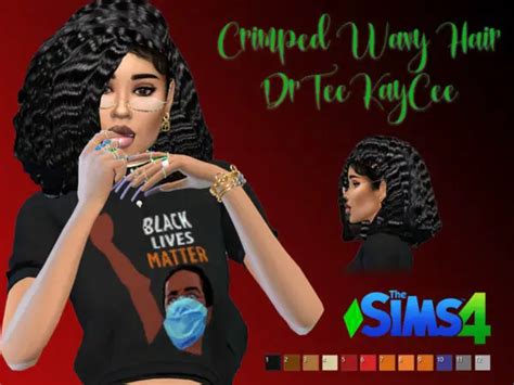 The Sims Resource Crimped Wavy Hair By Drteekaycee Sims 4 Hairs