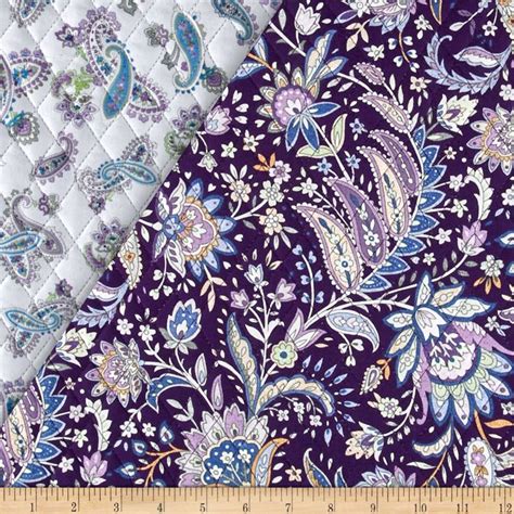 Notting Hill Double Sided Quilted Paisley Floral Purple Fabric By The