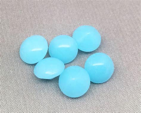 6 Vintage Opalescent Turquoise Glass Chatons Cabochons 8mm Etsy