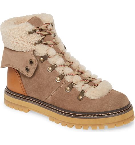 See By Chloé Eileen Genuine Shearling Hiking Boot Women Nordstrom
