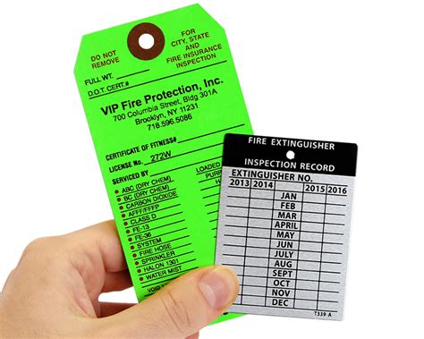 Fire extinguisher tags are helpful in keeping a record of working conditions of fire extinguishers installed in the buildings. Fire Extinguisher Tags | Fire Extinguisher Inspection Tags