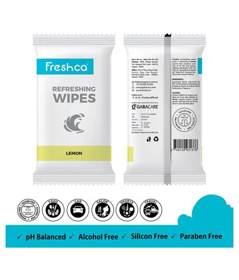 Freshca Refreshing Wet Wipes Lemon Fragrance Wet Wipes 100 Pcs Pack