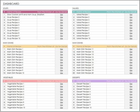 Recipe Creator Excel Template Editable Recipe Binder Etsy