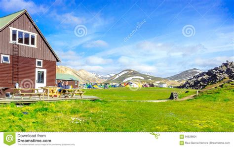 Landmannalaugar Campsite Iceland Highlands Accommodation Editorial