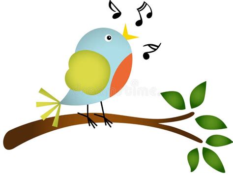 Little Bird Singing On A Tree Branch Stock Vector Illustration 37947748