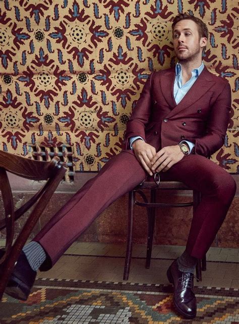 See Ryan Gosling In The Latest Leading Man Menswear Burgundy Suit