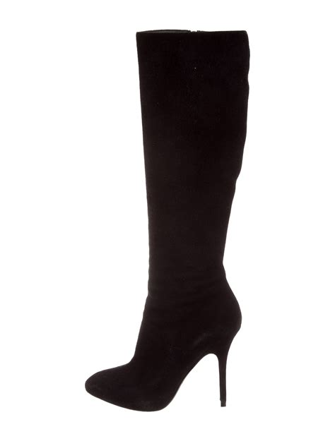 Christian Dior Suede Knee High Boots Black Boots Shoes Chr90956 The Realreal