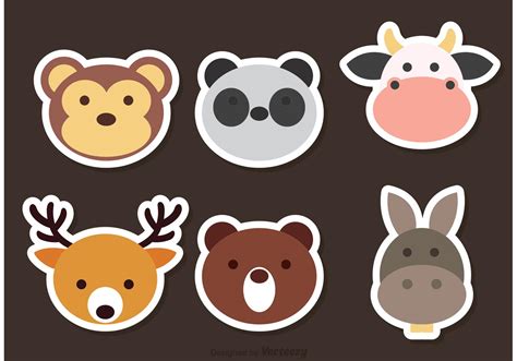 Cute Animal Face Vector Icons Download Free Vectors