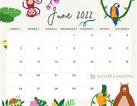 June Calendar Cute Free Printable June 2022 Calendar Designs Pretty