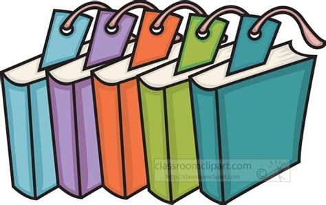 Book Clipart Clipart Row Of Colorful Books With Bookmark Clipart