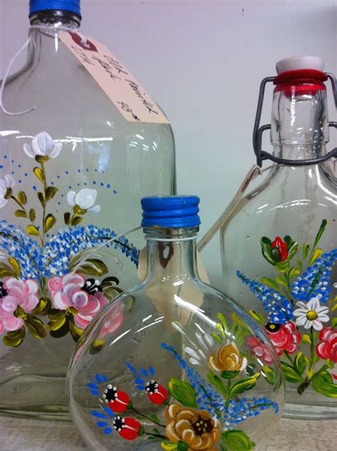 Summer Cottage Antiques Hand Painted Bottles Glass Bottle Crafts
