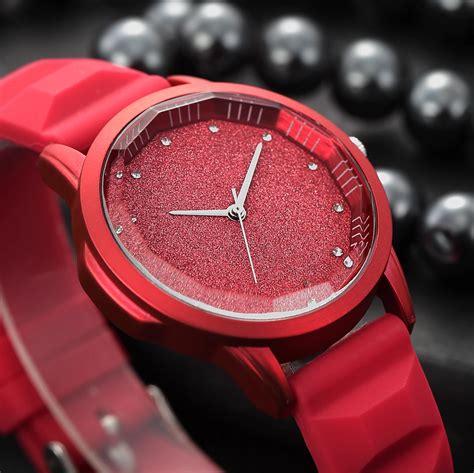 Rebirth Brand Red Quartz Watch Women Watches Simple Fashion Diamond Elegant Ladies Wristwatches