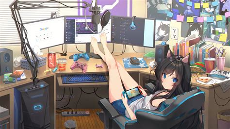anime girl gamer wallpaper