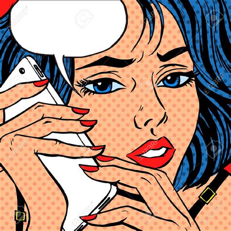 Pop Art Vintage Comic Girl Phone Talk Retro Background Royalty Pop Art Comic Vintage Pop