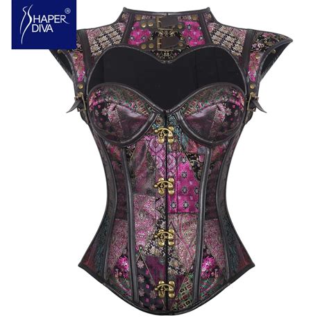 shaper diva corset bustier purple gothic 12 steel boned overbust steampunk corset tops women