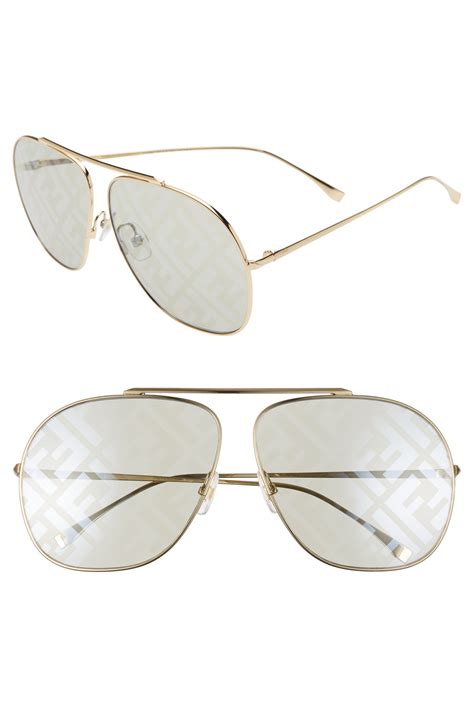 Women S Fendi 64mm Oversize Lenticular Lens Aviator Sunglasses Gold Green Fashion Gone Rogue