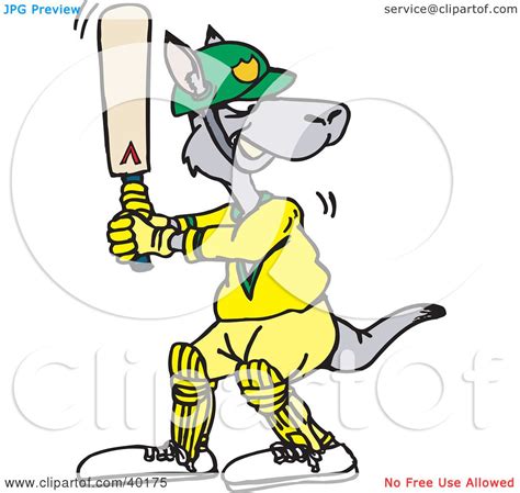 Clipart Illustration Of A Kangaroo Batting During A Game
