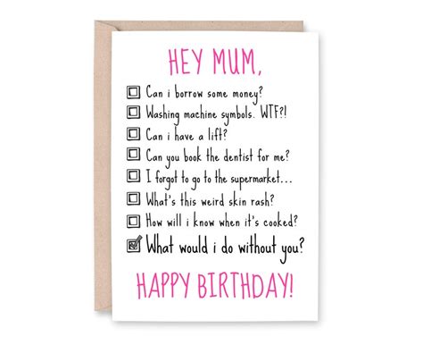 Funny Mum Birthday Card Funny Mothers Day Card From Daughter Happy Birthday Mom Card