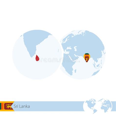 Sri Lanka En El Globo Del Mundo Con La Bandera Y El Mapa Regional De