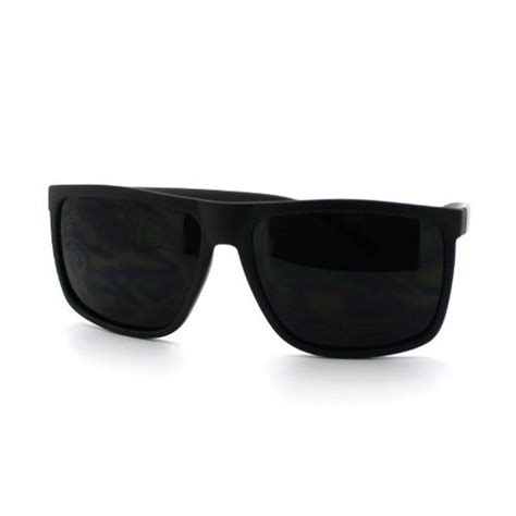 Super Dark Black Lens Mens Sunglasses Classic Square Frame Black