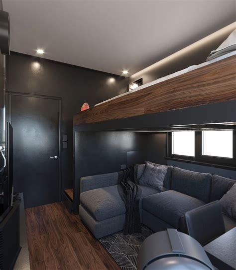 Dark Theme Bedroom Interior On Behance Loft Style Bedroom Small Loft
