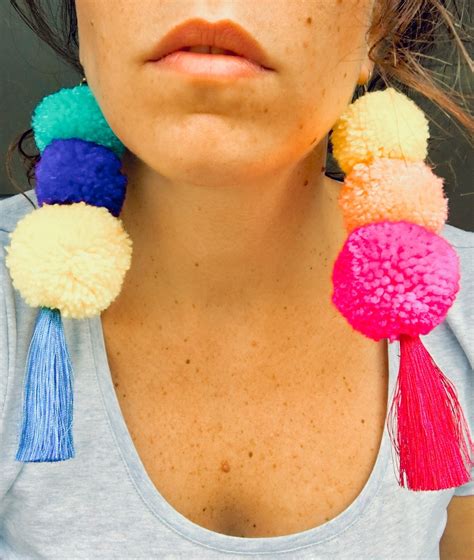 Funky Pom Pom Earrings With Hanging Tassels Trendy Is How You Make It