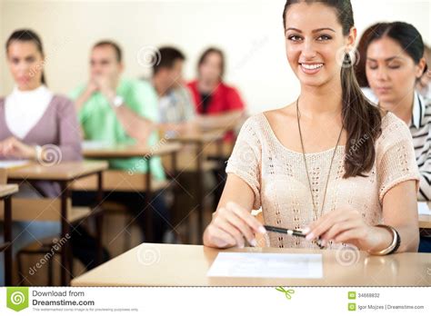 Happy Student In Classroom Stock Photo Image Of School 34668832