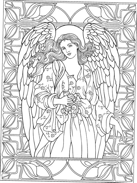 37 Great Pict Adult Realistic Angel Coloring Pages Glorious Angels Coloring Book Dover