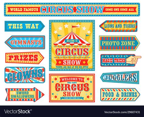 Retro Circus Badges Carnival Signs Royalty Free Vector Image