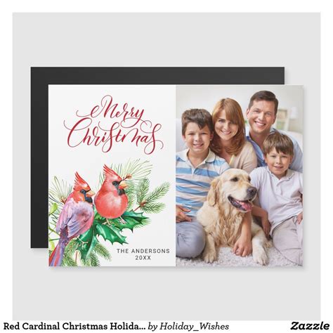 Red Cardinal Christmas Holiday Magnetic Card Zazzle Christmas