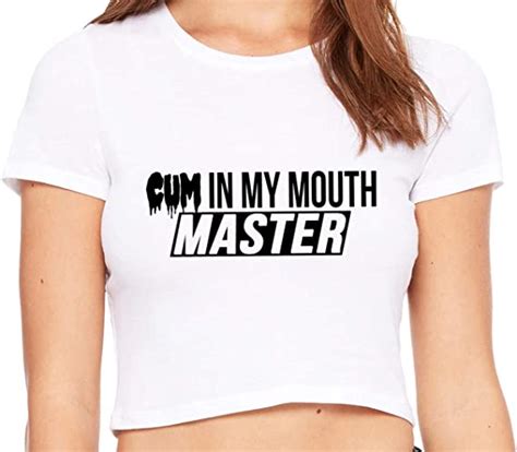 Knaughty Knickers Cum In My Mouth Master Blow Job Slut White Crop Tank