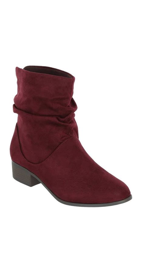 Solid Suede Booties Burgundy Burkes Outlet