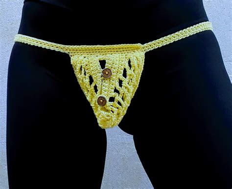 Man Micro Thong Bikini Crochet Men Swimwear Fishnet Slipper Etsy