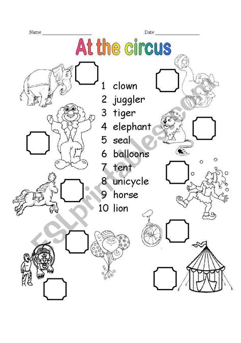 Circus Worksheets For Kindergarten