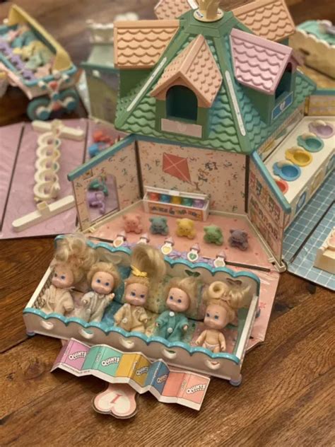 90s Vintage Tyco Quints Lot House Blonde Dolls Furniture Accessories