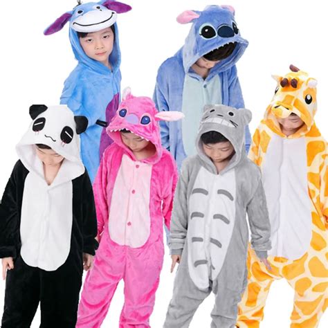 Kigurumi Animal Onesie Kids Pijama Winter Flannel Pajamas Unicorn Boys