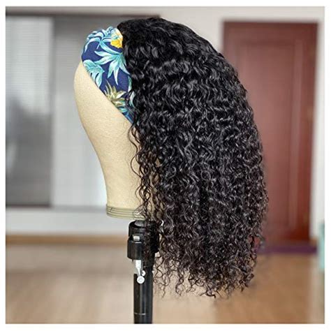 Glueless Curly Headband Wig Human Hair For Black Women None Lace Front