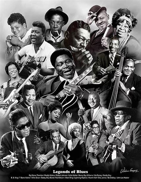 Legends Of Blues 18 Musicians American Music Superstars Art Collage