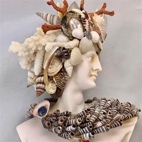Miniature God Seashell Sculptures A Pair Chairish Shell Sculpture Seashell Art Shell Art