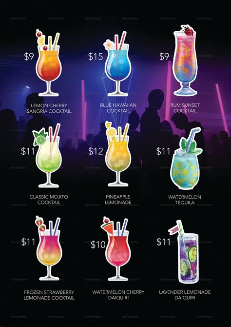 Bar And Lounge Drink Menu Brochure Templates On Creative Market Gambaran