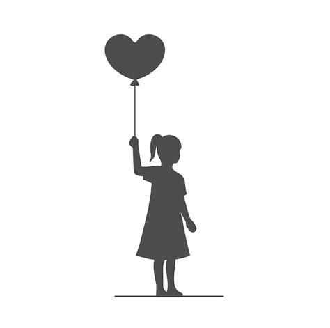 Premium Vector Girl Silhouette Hold Balloon